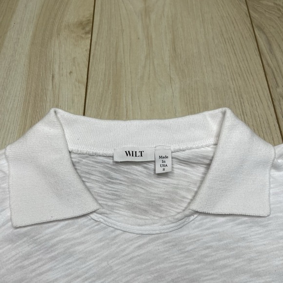 WILT Women's Asymmetrical Long Sleeve Pullover Cotton Top White Size Small USA - Picture 6 of 13